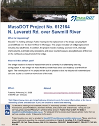 MassDOT Design Public Hearing - N Leverett Rd Bridge
