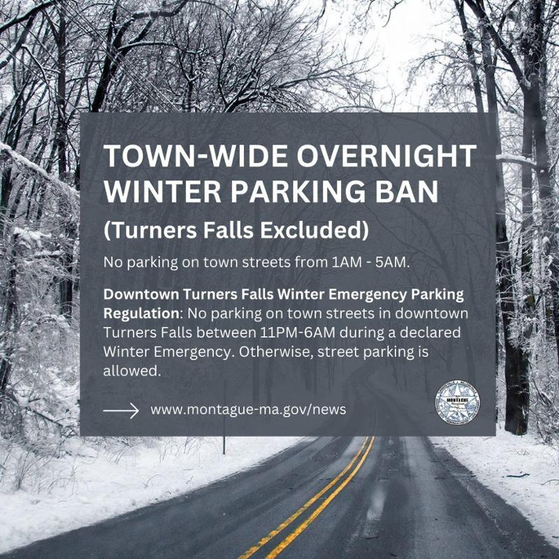 Winter Parking Ban in effect Dec 1- April 1