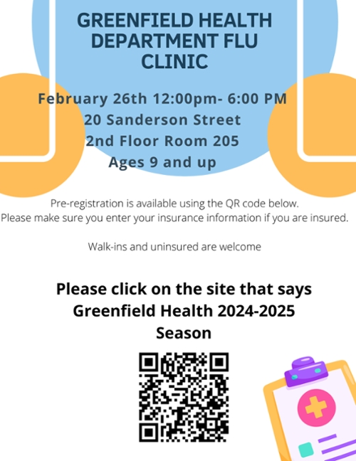 Flu Clinic Greenfield Health Department 2-26-25