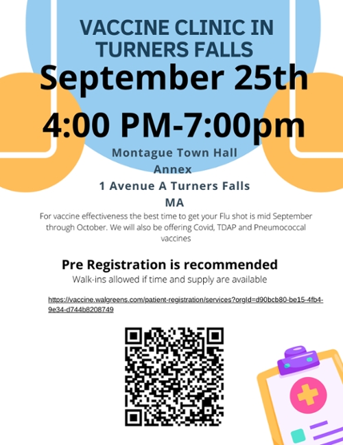 September 25th Flu Clinic at Montague Town Hall