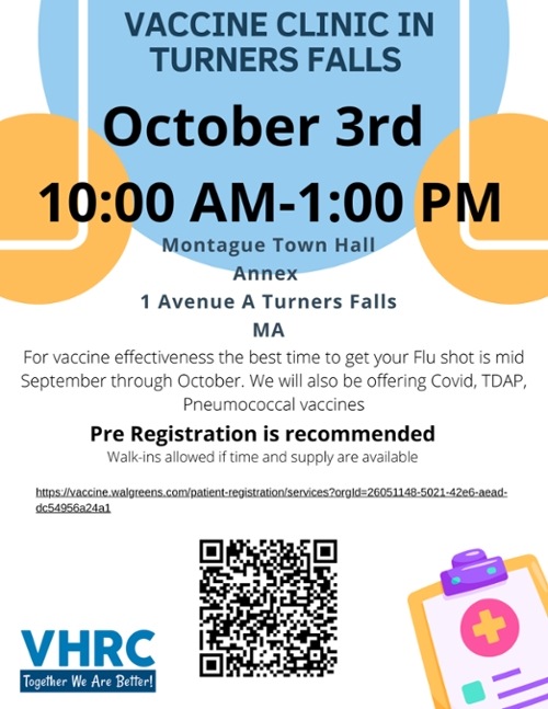 October 3rd Flu Clinic at Montague Town Hall